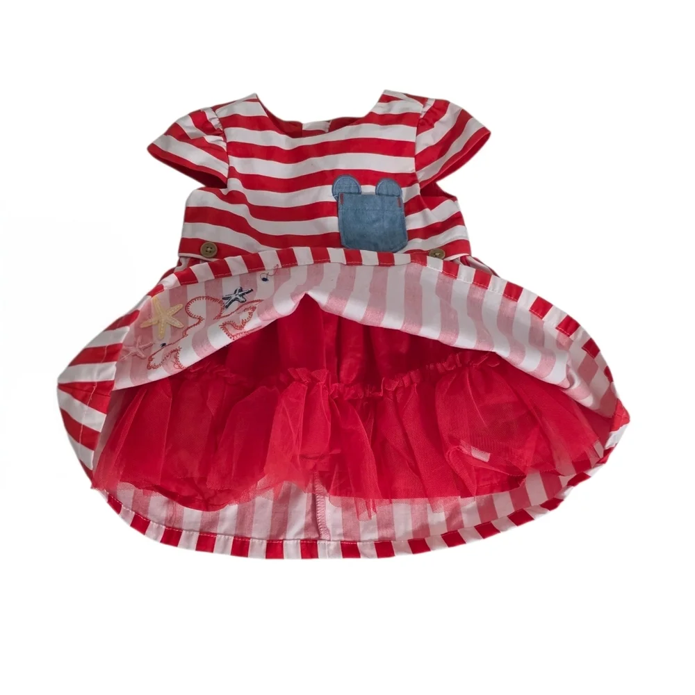 Disney Store Minnie Mouse Striped Baby Dress Size 0-3 Months